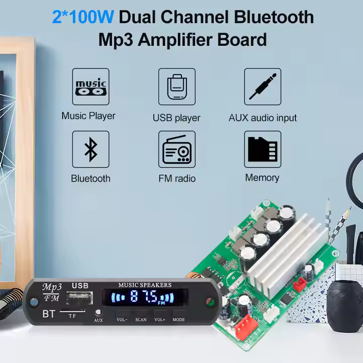 VIRE 2.0 Channel 2*100W High Power Bluetooth Audio Amplifier DC12V TPA3116 Stereo Mini High Power Receiver Amplifier Board - Image 5